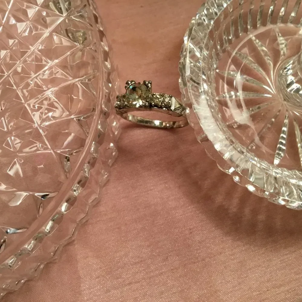 Set of 2 Adjustable Silvertone CZ Rings